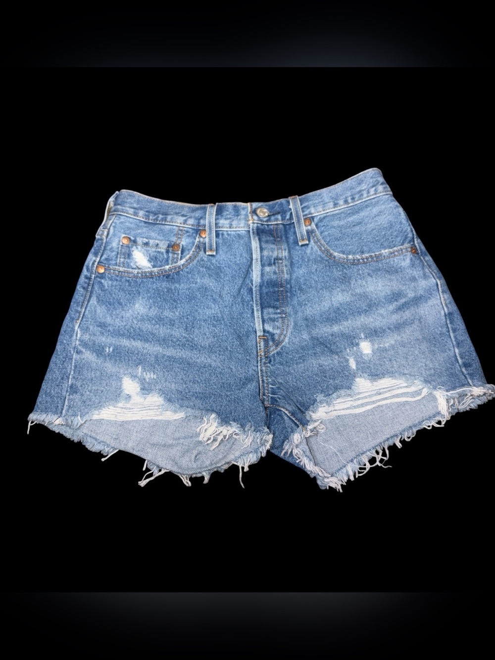 Levi's women’s Distressed Light Blue Denim Cutoff Shorts size 28